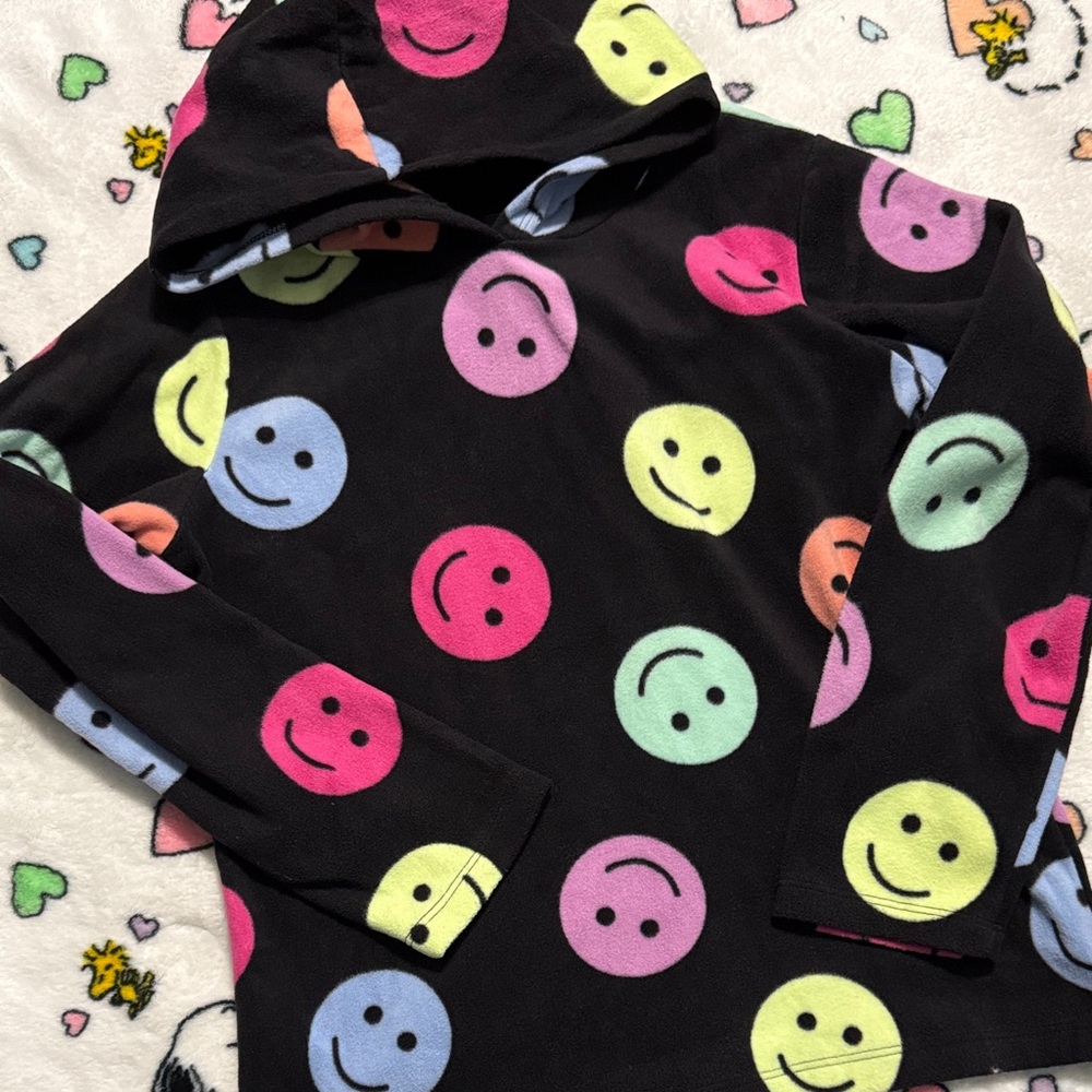 Colorful Smiley Face fleece Hoodie